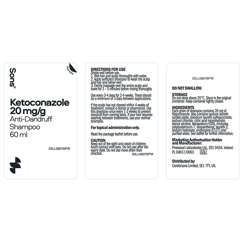 Sons Ketoconazole 2% Anti-Dandruff Shampoo - Medicated Scalp Treatment - 2 Pack - Damaged Box