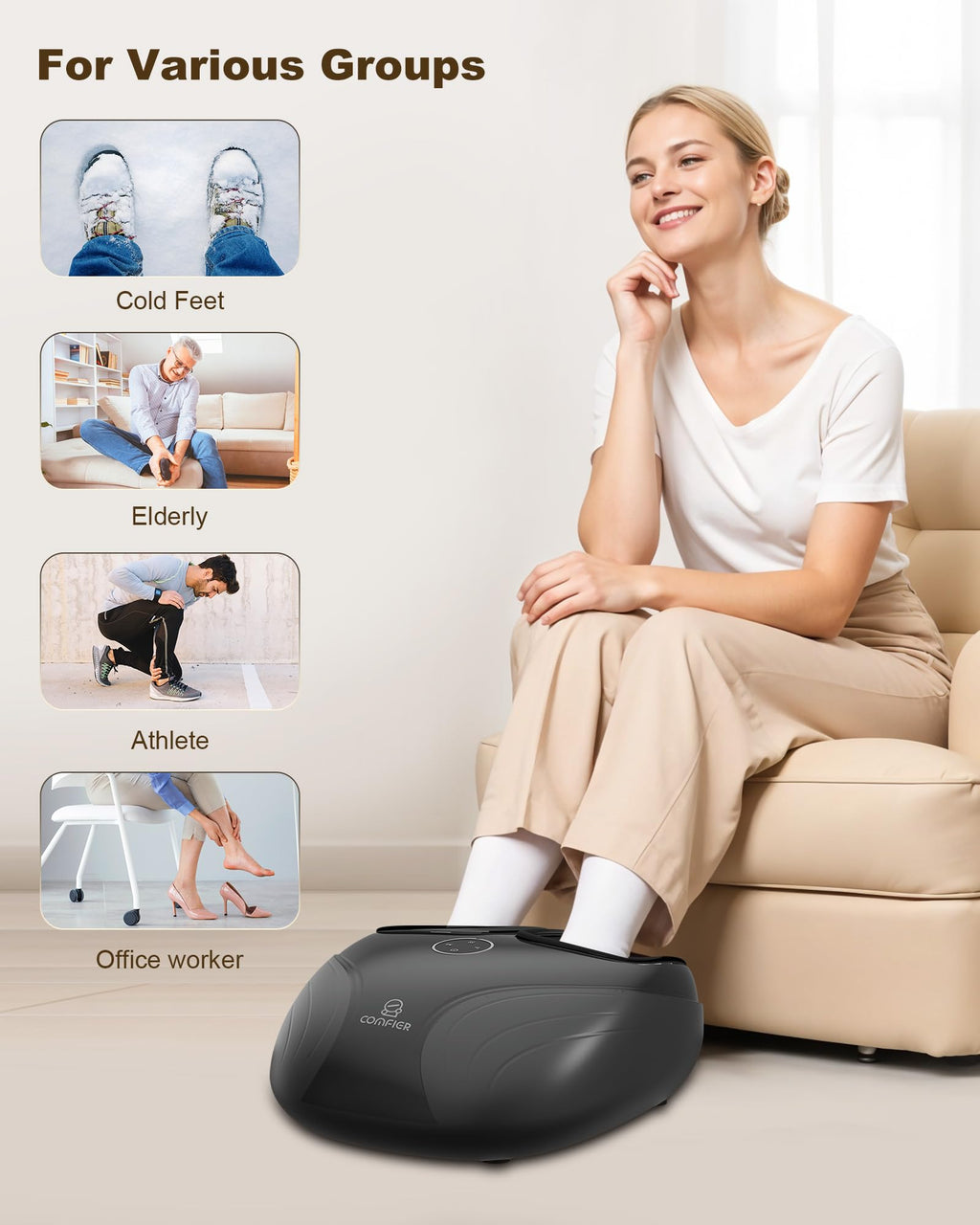 Comfier Shiatsu Foot Massager Machine with Heat - Kneading, Rolling and Compression for Plantar Fasciitis - Like New