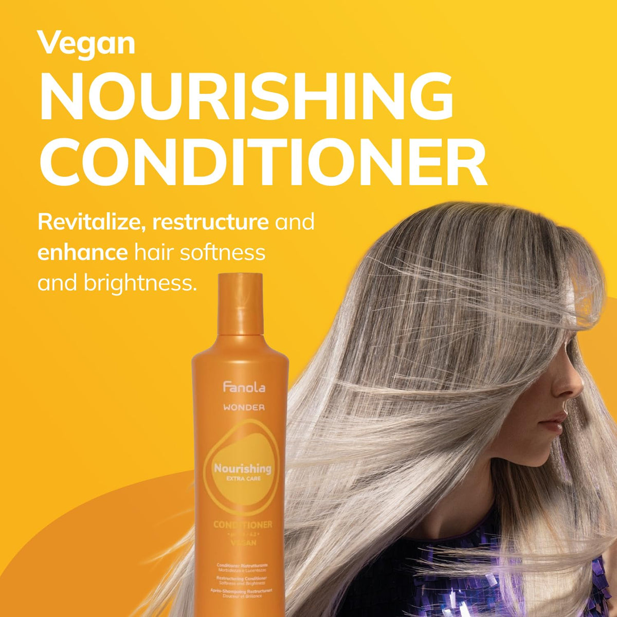 Fanola Wonder Nourishing Restructuring Hair Conditioner 1000ml - Softness and Brightness - New