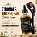 Rosemary Oil for Hair Growth and Derma Roller Kit 60ml - Castor Jojoba Peppermint Coconut Scalp Treatment for Men and Women - Damaged Box