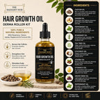 Rosemary Oil for Hair Growth and Derma Roller Kit 60ml - Castor Jojoba Peppermint Coconut Scalp Treatment for Men and Women - Damaged Box