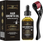 Rosemary Oil for Hair Growth and Derma Roller Kit 60ml - Castor Jojoba Peppermint Coconut Scalp Treatment for Men and Women - Damaged Box