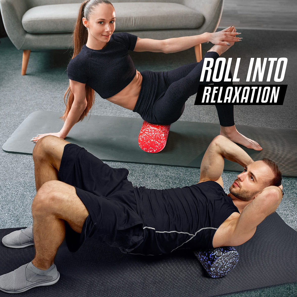 Yes4All High-Density EPP Foam Roller 90cm - Round Back Roller for Yoga, Pilates and Stretching - Purple Speckled - Very Good