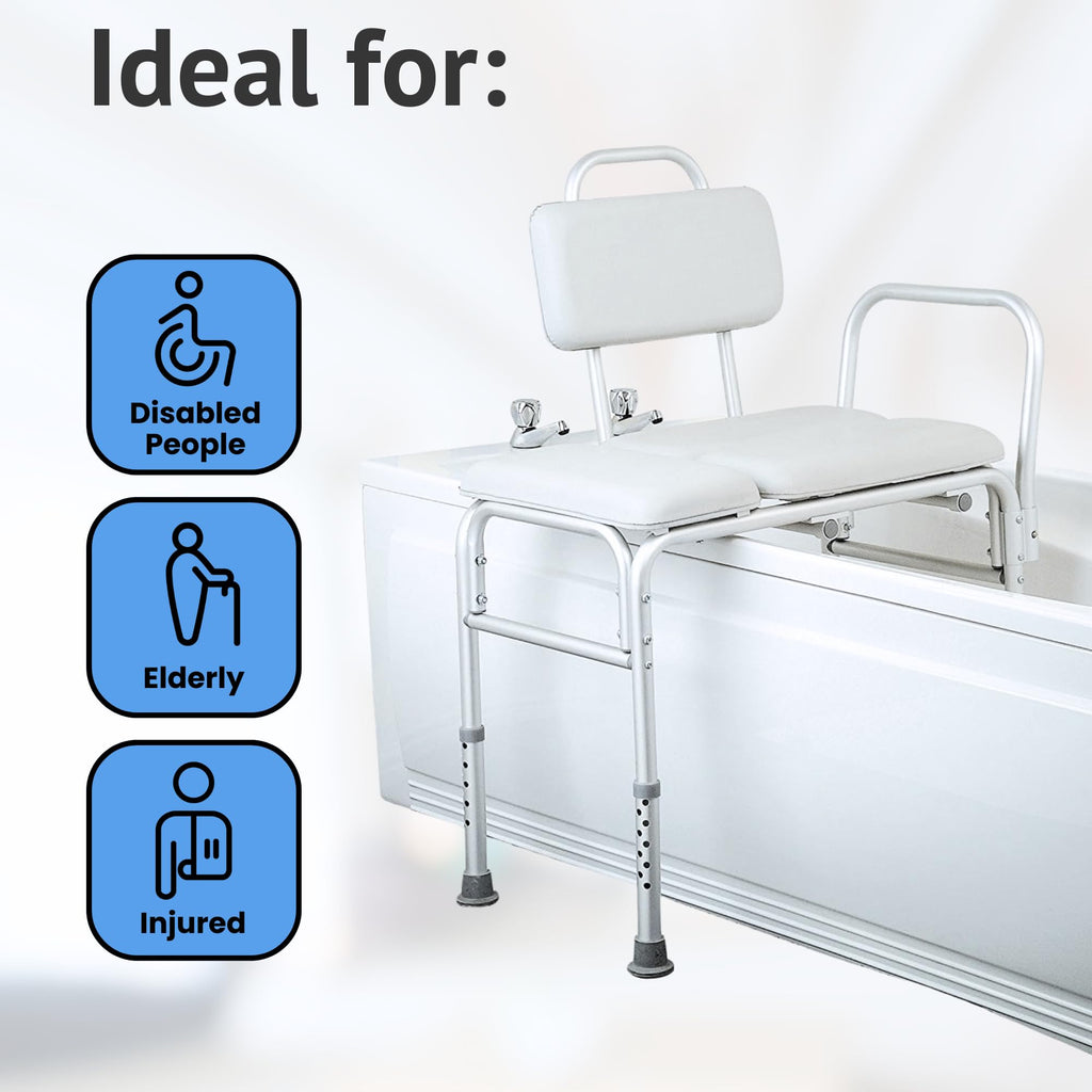 Homecraft Padded Bath Transfer Bench - Bath Chair Bathroom Mobility Aid with Suction Cup Feet - Like New