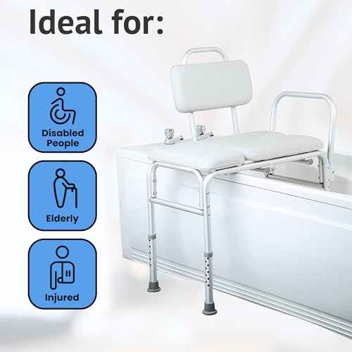 Homecraft Padded Bath Transfer Bench - Bath Chair Bathroom Mobility Aid with Suction Cup Feet - Like New