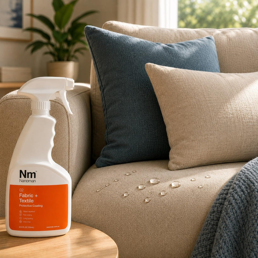 Nanoman Fabric and Shoe Waterproof Spray - Eco Friendly Water Repellent Stain Protector for Clothes, Sofas and Rugs - Damaged Box