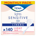 TENA Lights Light Incontinence Liners for Women Sensitive Skin Bladder Weakness Breathable Unscented - 140 Pack (5 x 28) - Damaged Box