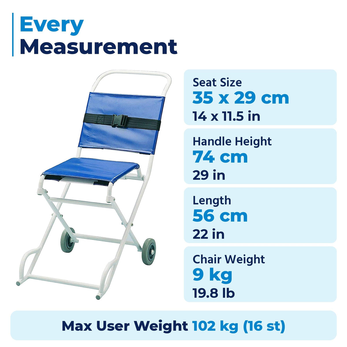 Days Folding Ambulance Chair - Evacuation Stair Chair for Person Transfer, Disabled and Elderly Mobility Aid - Like New
