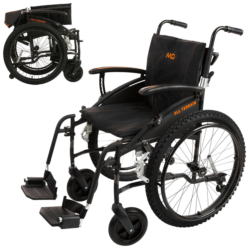 MobiQuip All Terrain Self-Propelled Wheelchair - Lightweight 12.5kg, 18 Inch Seat - Black - Damaged Box