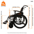 MobiQuip All Terrain Self-Propelled Wheelchair - Lightweight 12.5kg, 18 Inch Seat - Black - Damaged Box