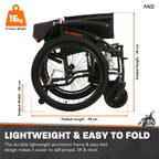 MobiQuip All Terrain Self-Propelled Wheelchair - Lightweight 12.5kg, 18 Inch Seat - Black - Damaged Box