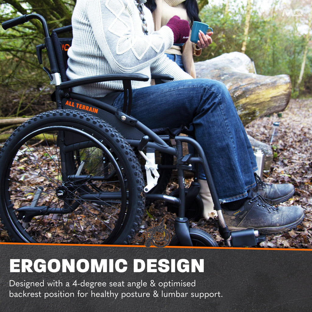 MobiQuip All Terrain Self-Propelled Wheelchair - Lightweight 12.5kg, 18 Inch Seat - Black - Damaged Box