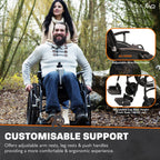 MobiQuip All Terrain Self-Propelled Wheelchair - Lightweight 12.5kg, 18 Inch Seat - Black - Damaged Box