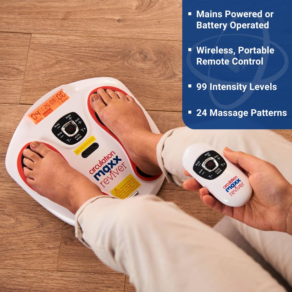 Circulation Reviver EMS Foot Massager - Blood Circulation Booster for Feet and Legs with TENS Pads and Remote - Very Good