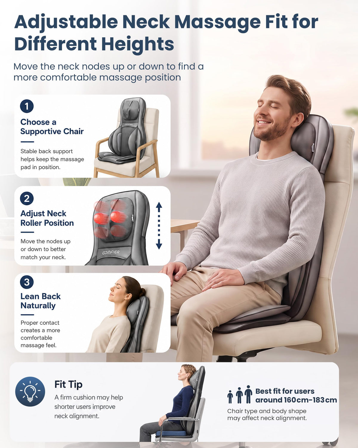Comfier Neck and Back Massager with Heat - Heated Massage Chair Pad with Compression - Like New