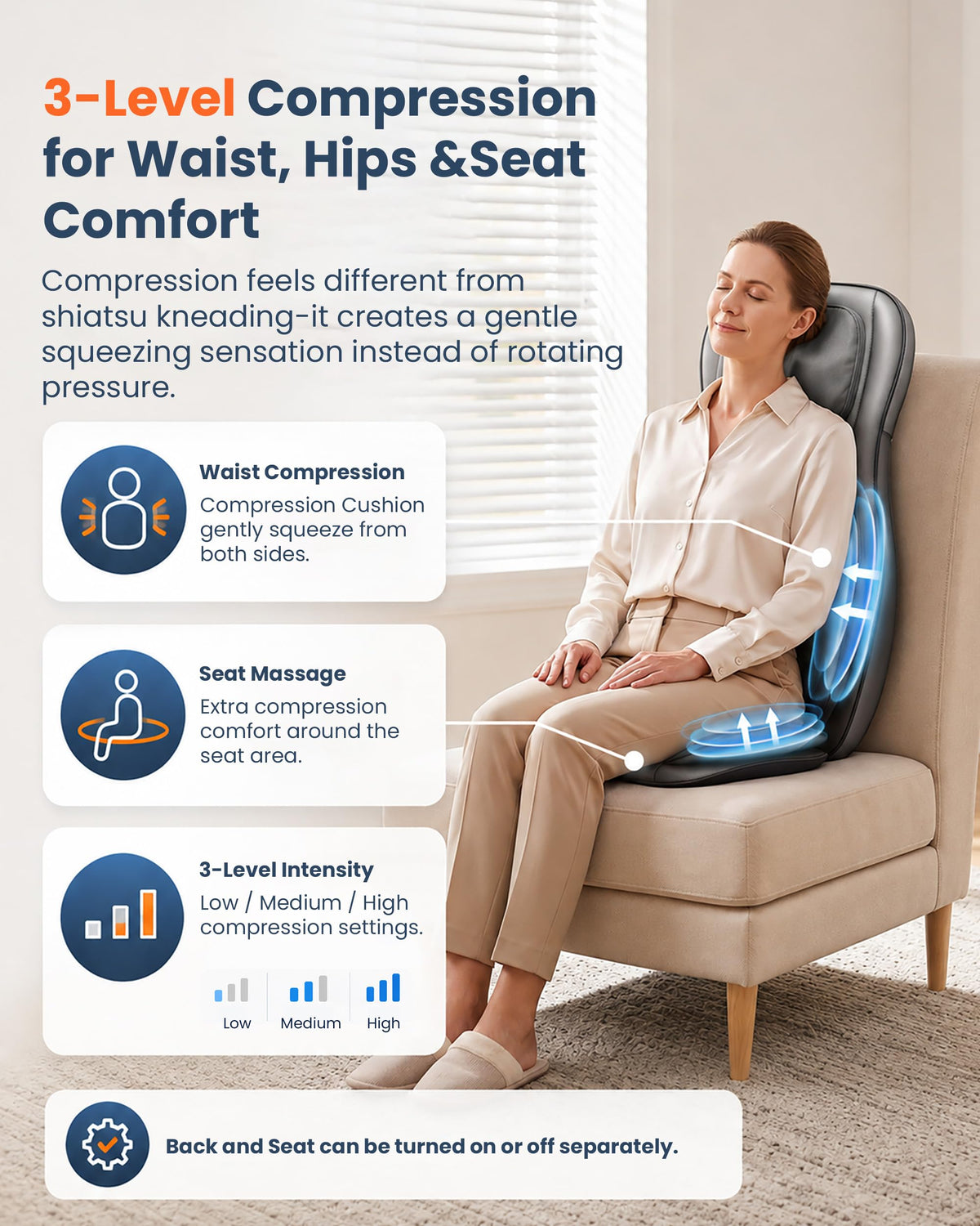 Comfier Neck and Back Massager with Heat - Heated Massage Chair Pad with Compression - Like New