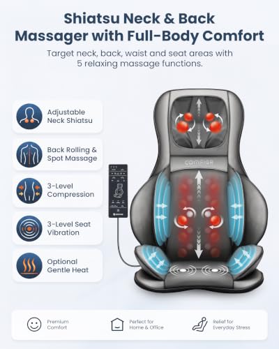 Comfier Neck and Back Massager with Heat - Heated Massage Chair Pad with Compression - Like New