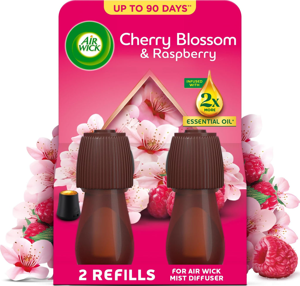 Air Wick Essential Mist Air Freshener Twin Refill - Cherry Blossom & Raspberry 20ml - Like New