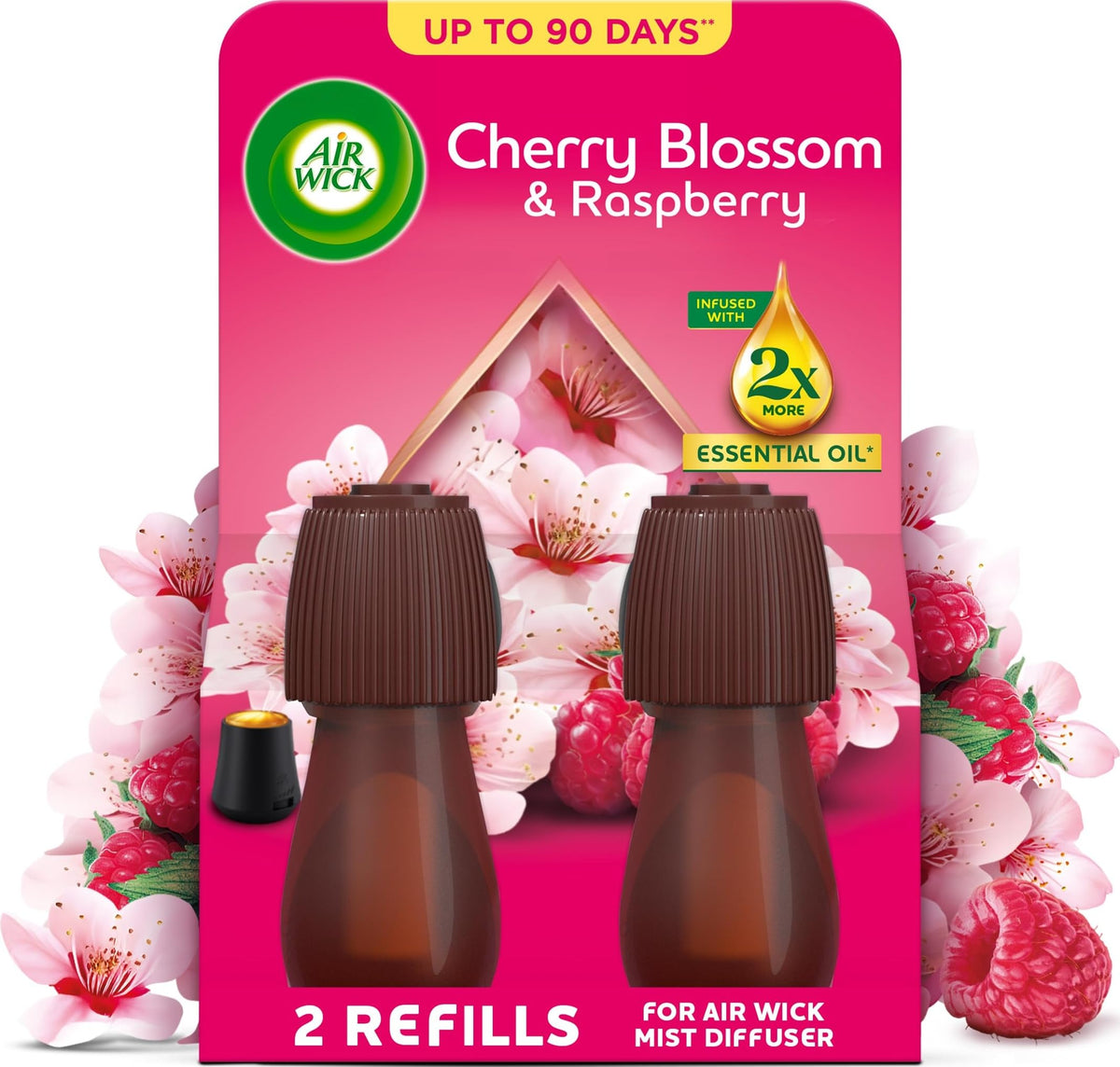 Air Wick Essential Mist Air Freshener Twin Refill - Cherry Blossom & Raspberry 20ml - Like New