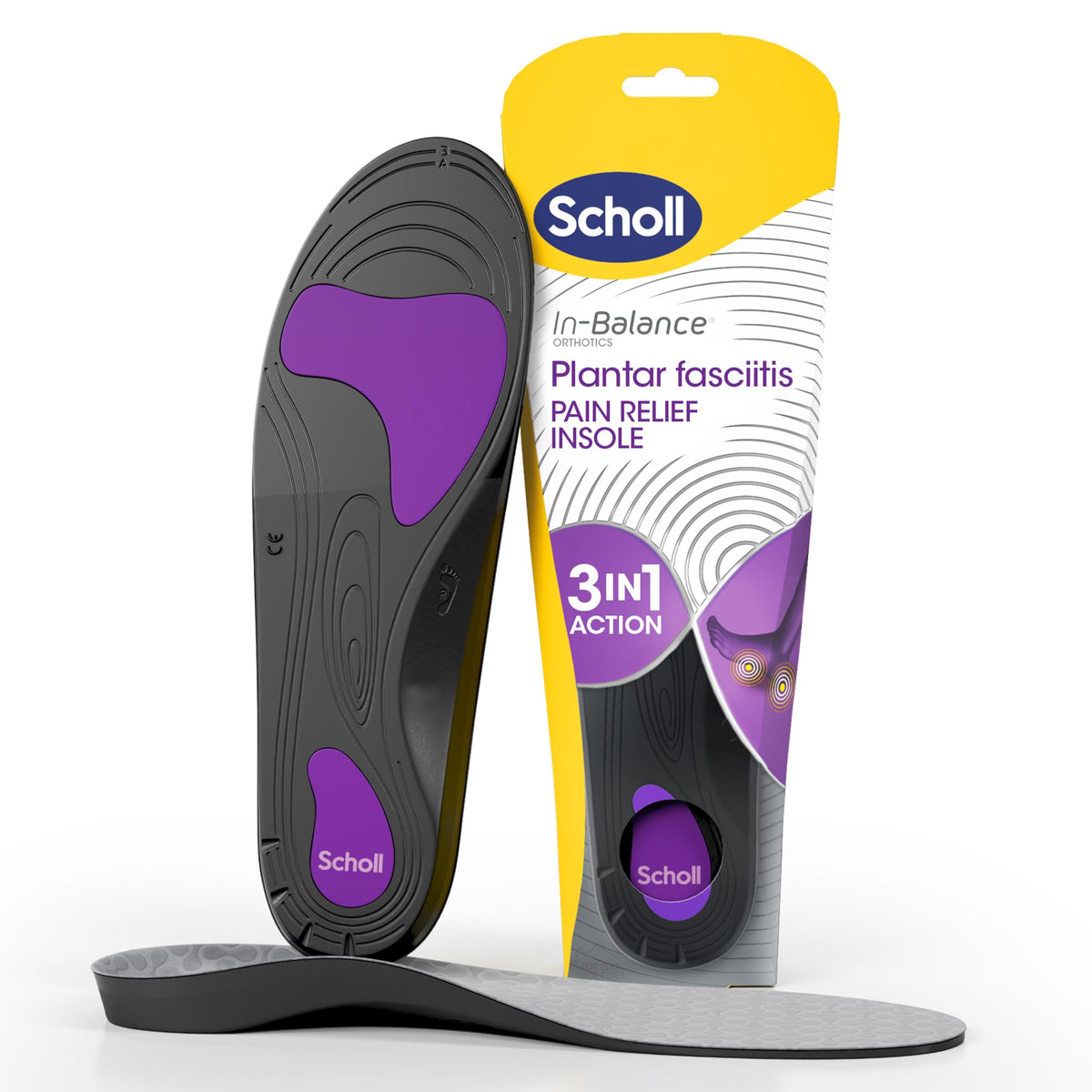 Scholl In-Balance Plantar Fasciitis Insoles - Orthotic Arch Support Shoe Inserts for Men & Women - Small 4.5-6.5 - Damaged Box