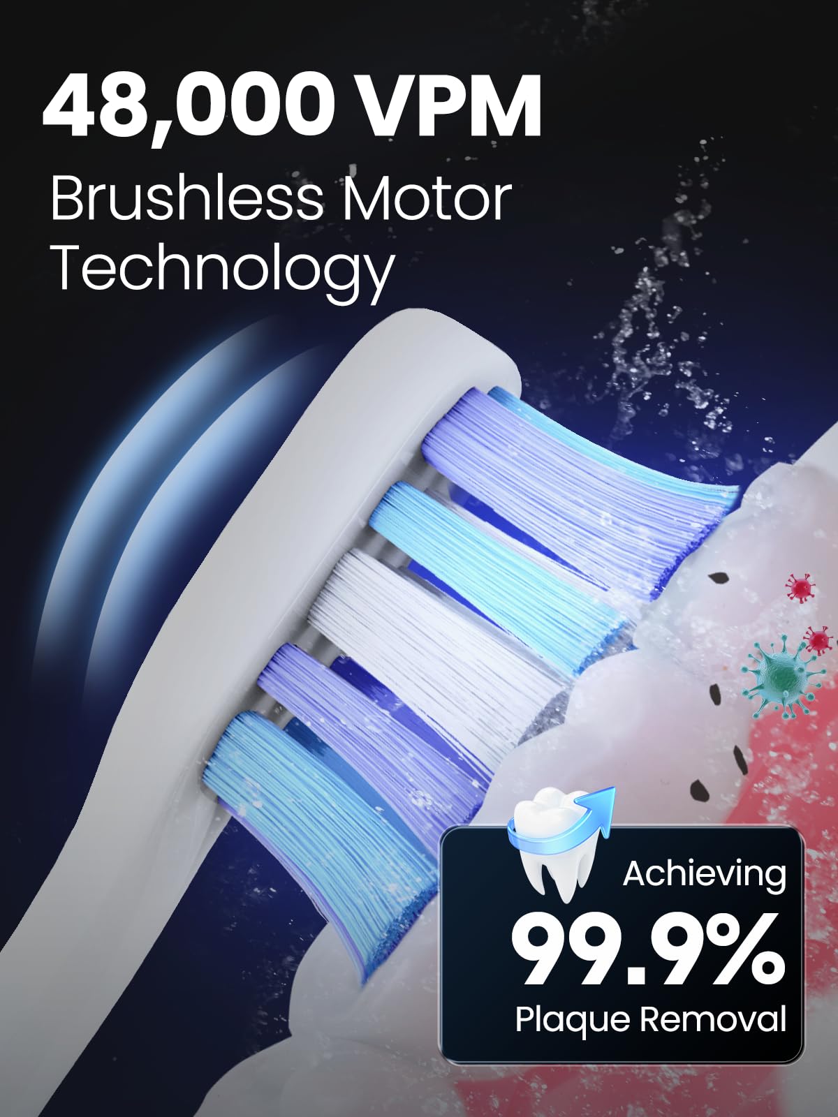 Marlincare Sonic Electric Toothbrush for Adults with Travel Case, 4 Brush Heads, 5 Cleaning Modes, USB-C Rechargeable - White - Damaged Box