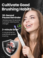 Marlincare Sonic Electric Toothbrush for Adults with Travel Case, 4 Brush Heads, 5 Cleaning Modes, USB-C Rechargeable - White - Damaged Box