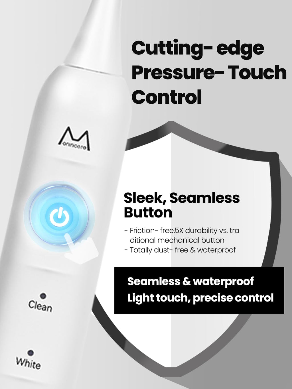 Marlincare Sonic Electric Toothbrush for Adults with Travel Case, 4 Brush Heads, 5 Cleaning Modes, USB-C Rechargeable - White - Damaged Box