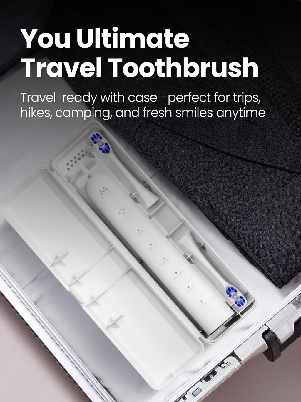 Marlincare Sonic Electric Toothbrush for Adults with Travel Case, 4 Brush Heads, 5 Cleaning Modes, USB-C Rechargeable - White - Damaged Box