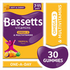 Bassetts Vitamins 7-11 Years Kids Omega 3 Multivitamins Tropical Flavour 30 Gummies - New - BBE 12/2026