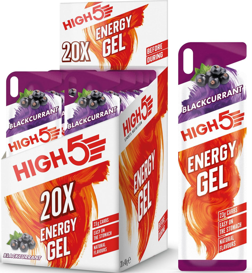 HIGH5 Energy Gels - Running and Endurance Sports Fuel - Blackcurrant - 20 x 40g Pack - Damaged Box - BBE 06/2027