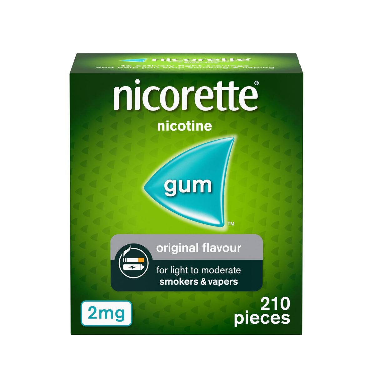 Nicorette Original 2mg Nicotine Gum 210 Pieces - Quit Smoking and Vaping Aid - Damaged Box - BBE 03/2028