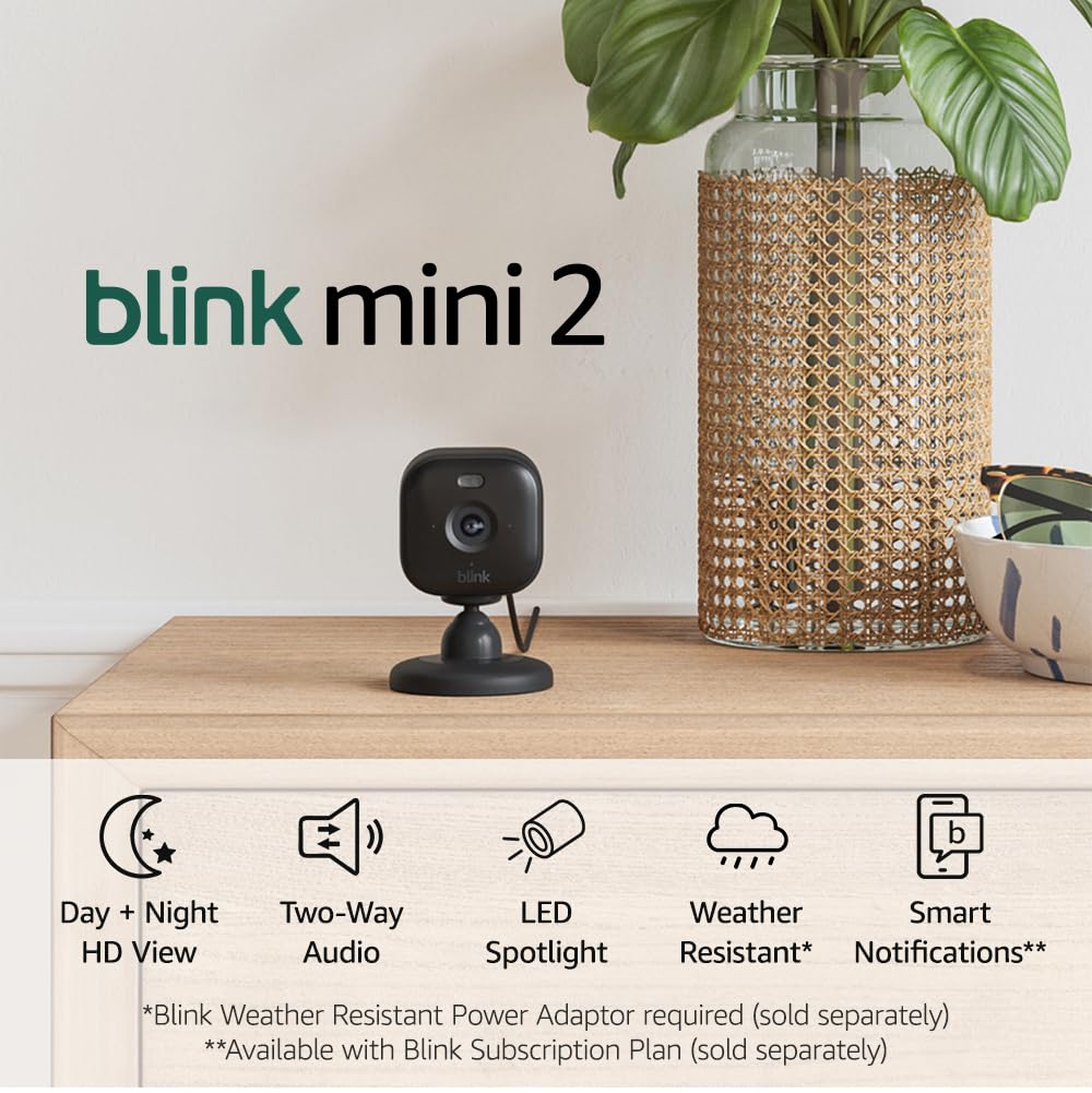 Blink Mini 2 Plug-In Smart Security Camera - HD Night View - New