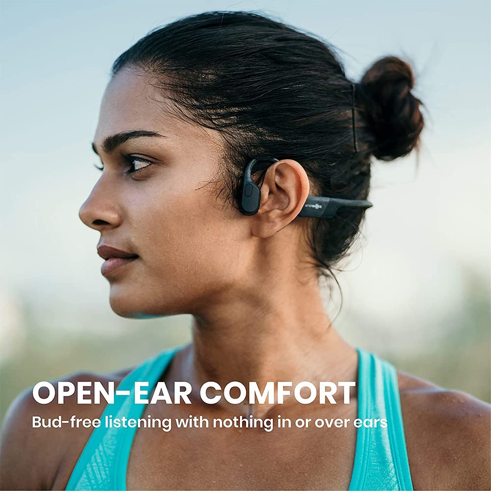 AfterShokz Aeropex Bone Conduction Headphones - Wireless Bluetooth Sports Earphones with Mic IP67 Waterproof - Cosmic Black - New