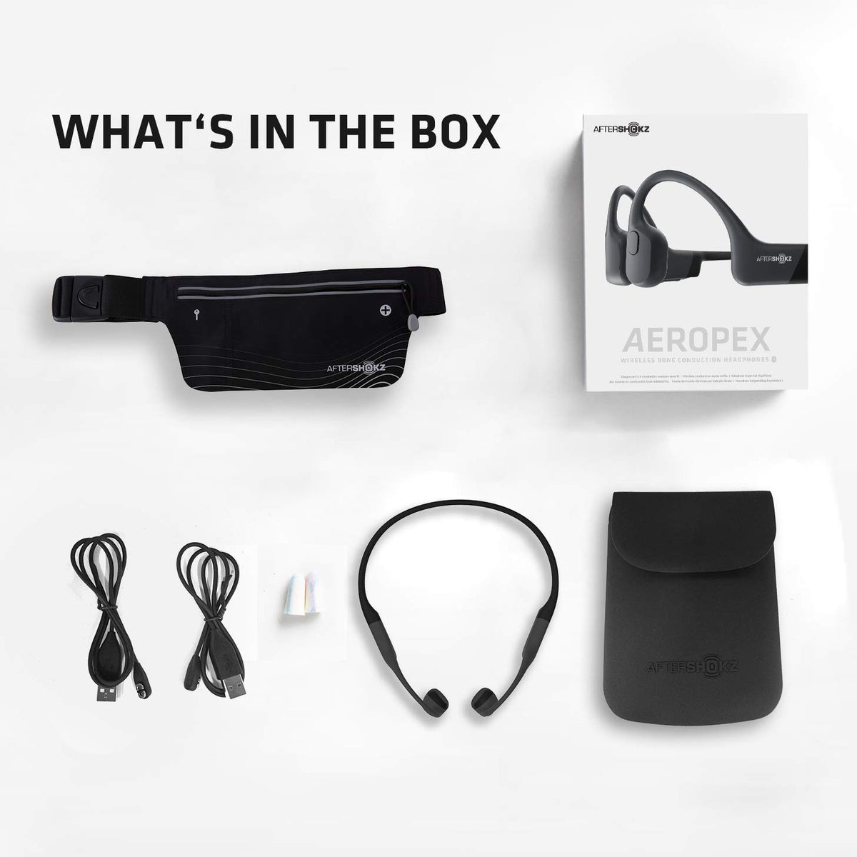 AfterShokz Aeropex Bone Conduction Headphones - Wireless Bluetooth Sports Earphones with Mic IP67 Waterproof - Cosmic Black - New