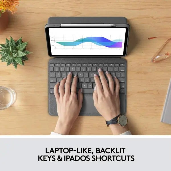 Logitech Folio Touch iPad Pro 11-inch 1st - 4th Gen 2018 -2022 Keyboard Case Backlit Keyboard Trackpad QWERTY Grey - Refurbished Logitech