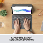 Logitech Folio Touch iPad Pro 11-inch 1st - 4th Gen 2018 -2022 Keyboard Case Backlit Keyboard Trackpad QWERTY Grey - Refurbished Logitech