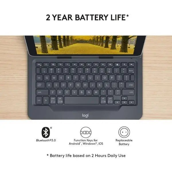 Logitech 10" Universal Folio iPad Tablet Case with Bluetooth Keyboard Cover - Refurbished Logitech