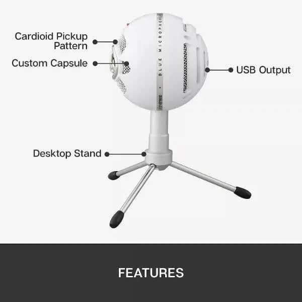 Logitech Snowball Ice Plug & Play USB Microphone White - New Logitech