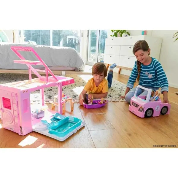 Barbie 3-in-1 Dream Camper With 60 Toy Accessories Mattel