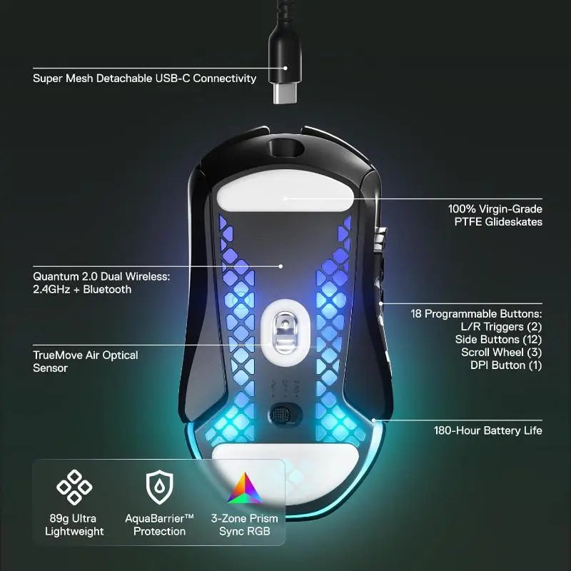 Steelseries Aerox 9 Wireless Lightweight Moba Gaming Mouse - New Steelseries