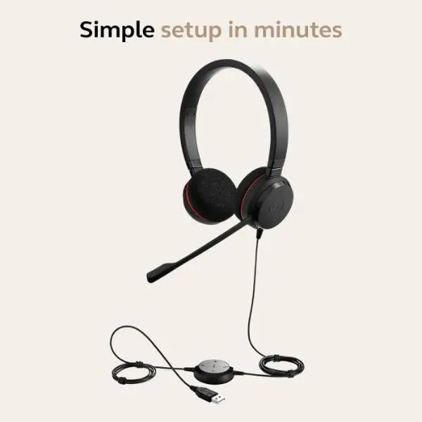Jabra Evolve 20 Stereo Headset Microsoft Teams Skype For Business VoIP Soft Phone USB - New Jabra