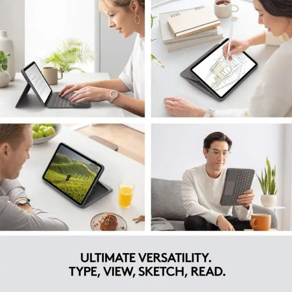 Logitech Folio Touch iPad Pro 11-inch 1st - 4th Gen 2018 -2022 Keyboard Case Backlit Keyboard Trackpad QWERTY Grey - Refurbished Logitech