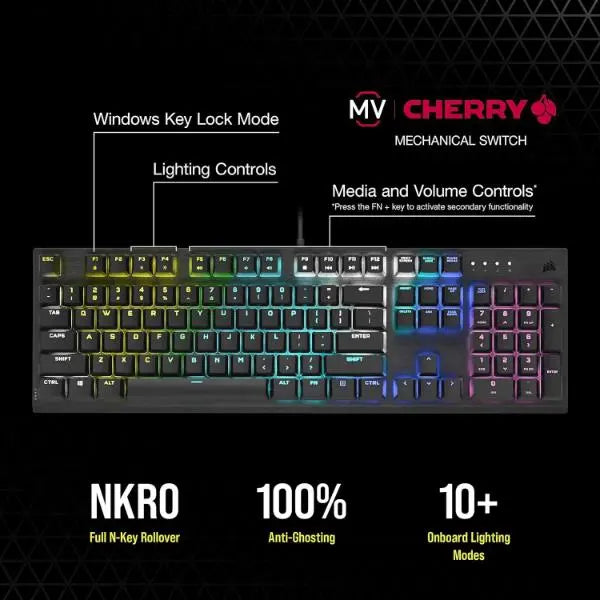Corsair K60 RGB Pro Mechanical Gaming Keyboard Cherry MV Keyswitch PC Mac Xbox One UK - New Corsair