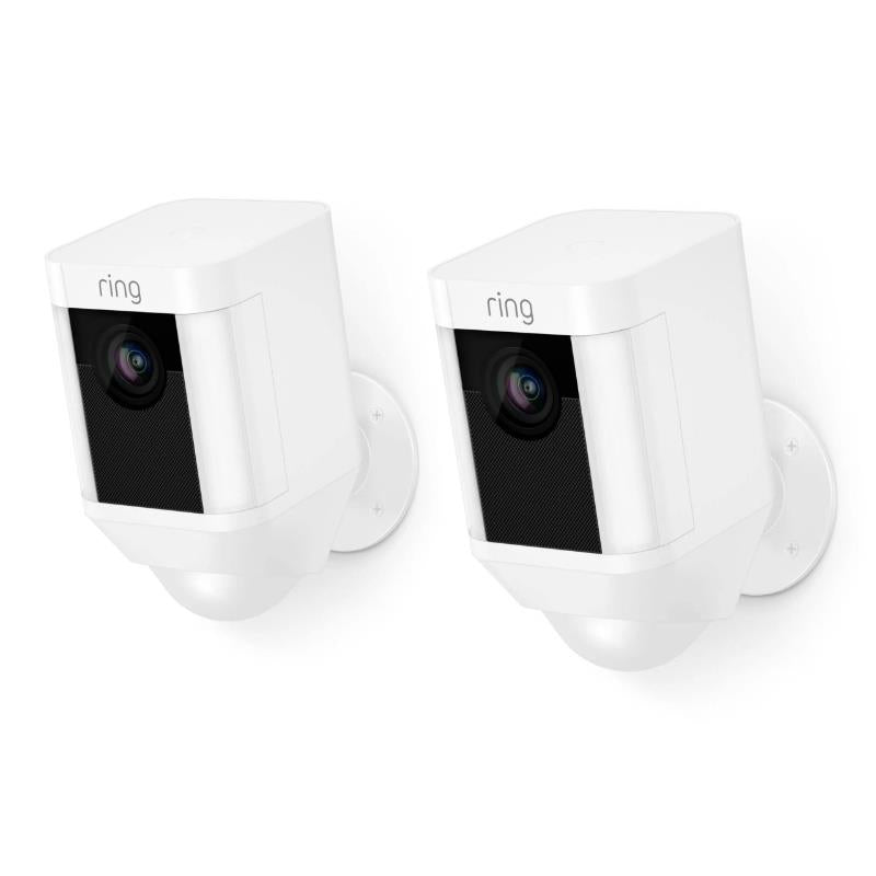 Ring Spotlight Battery Outdoor Security Camera & Spotlight 2-Pack White Bundle - New