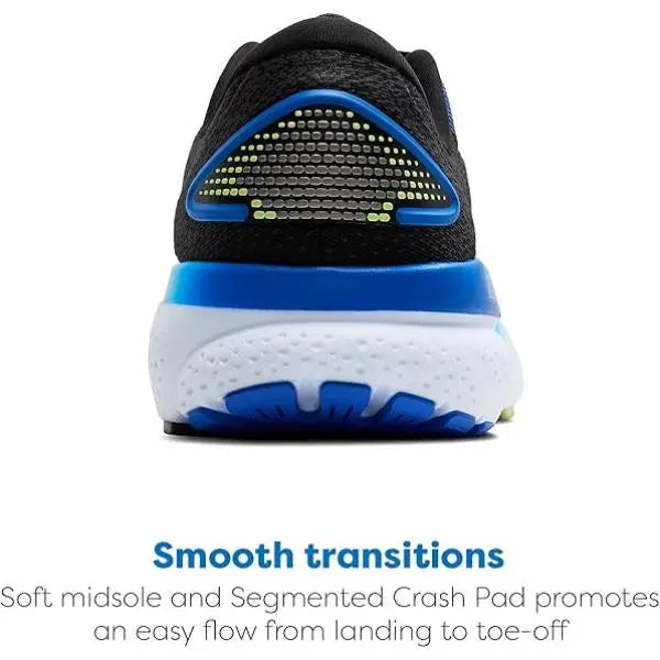 Brooks Ghost 16 Mens Running Trainer UK Size 8 Black / Cobalt / Neo Yellow - New Brooks
