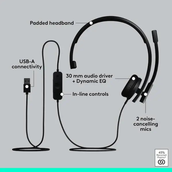 Logitech USB Headset Mono H570e - New Logitech