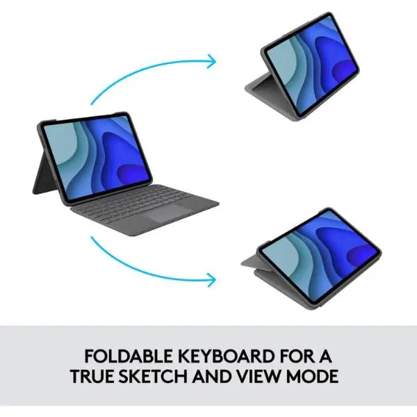 Logitech Folio Touch iPad Pro 11-inch 1st - 4th Gen 2018 -2022 Keyboard Case Backlit Keyboard Trackpad QWERTY Grey - Refurbished Logitech