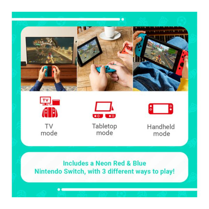 Nintendo Switch Console with Nintendo Switch Sports – Neon Red & Blue Joy-Con - New Nintendo Switch