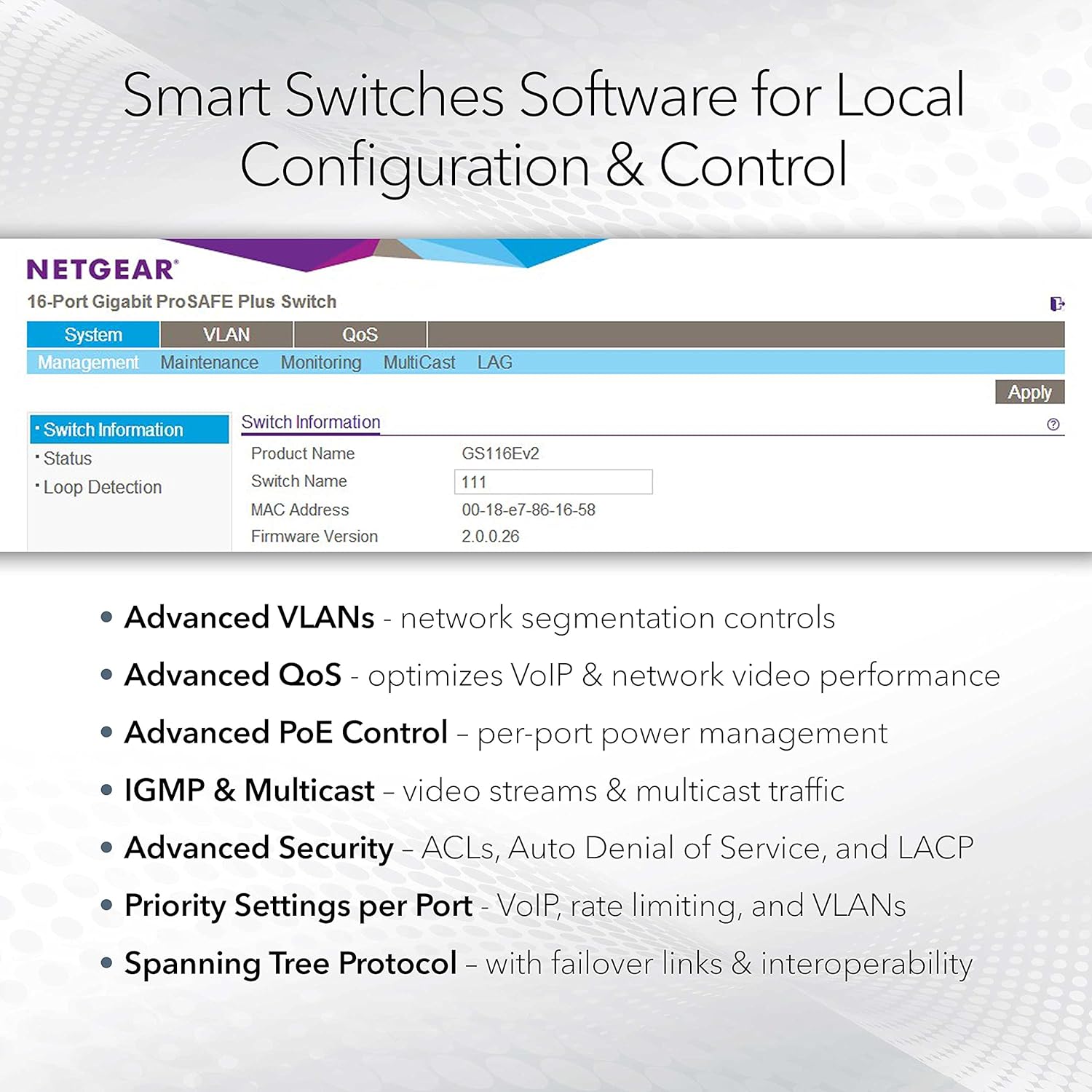 NETGEAR 10-Port PoE Gigabit Ethernet Smart Switch (GS110TP) Netgear