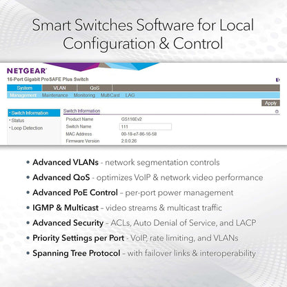 NETGEAR 10-Port PoE Gigabit Ethernet Smart Switch (GS110TP) Netgear